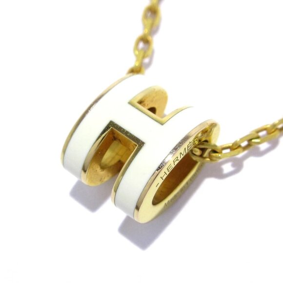 HERMES Mini Pop H - Gold White Hardware Necklace 645-080225 - Picture 2 of 6